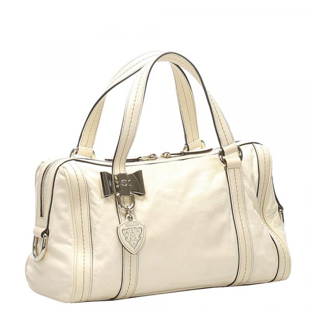 Gucci Off White Leather Duchessa Boston Bag